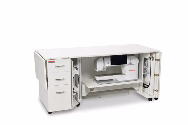 bernina luxe plus cabinet by horn provides organized workspace for all projects