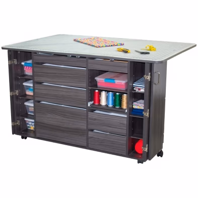horn 7600 ultimate sewing and crafting storage center reduces clutter in sewing room